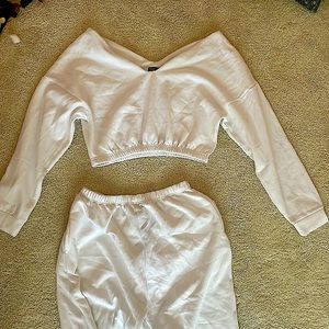 Long sleeve and pants white sweat set with tags